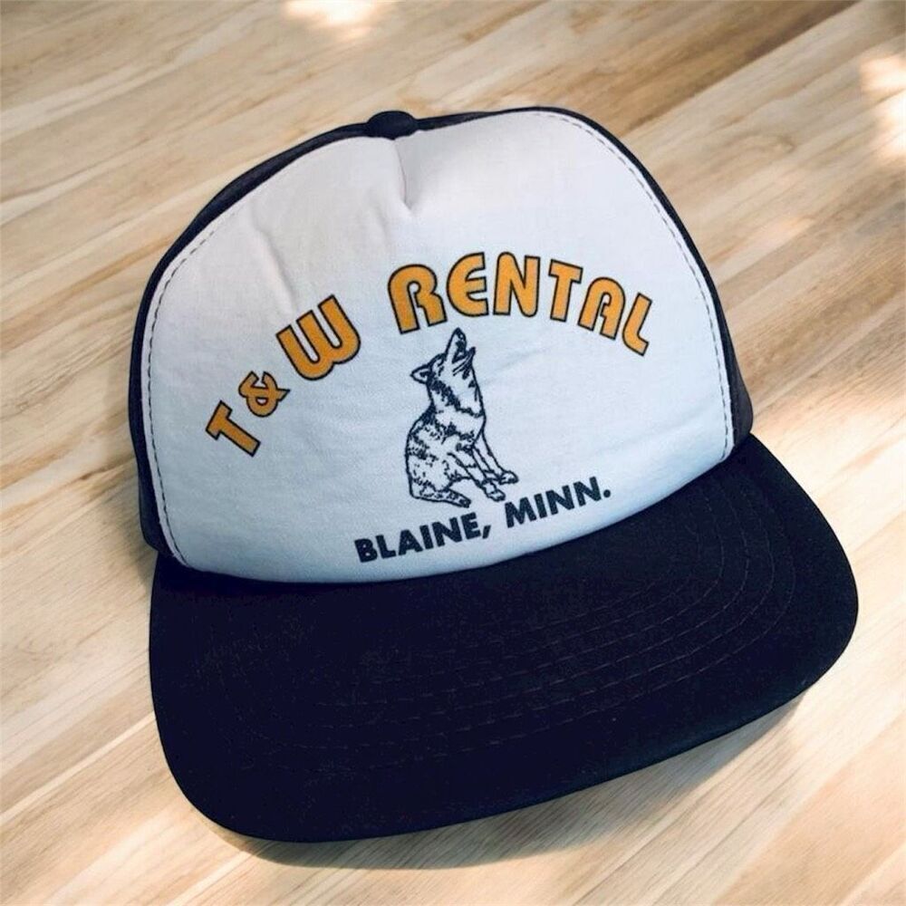 Vintage Brown T&W Rental Rope Baseball Hat SnapBack Novelty Wolf Dog